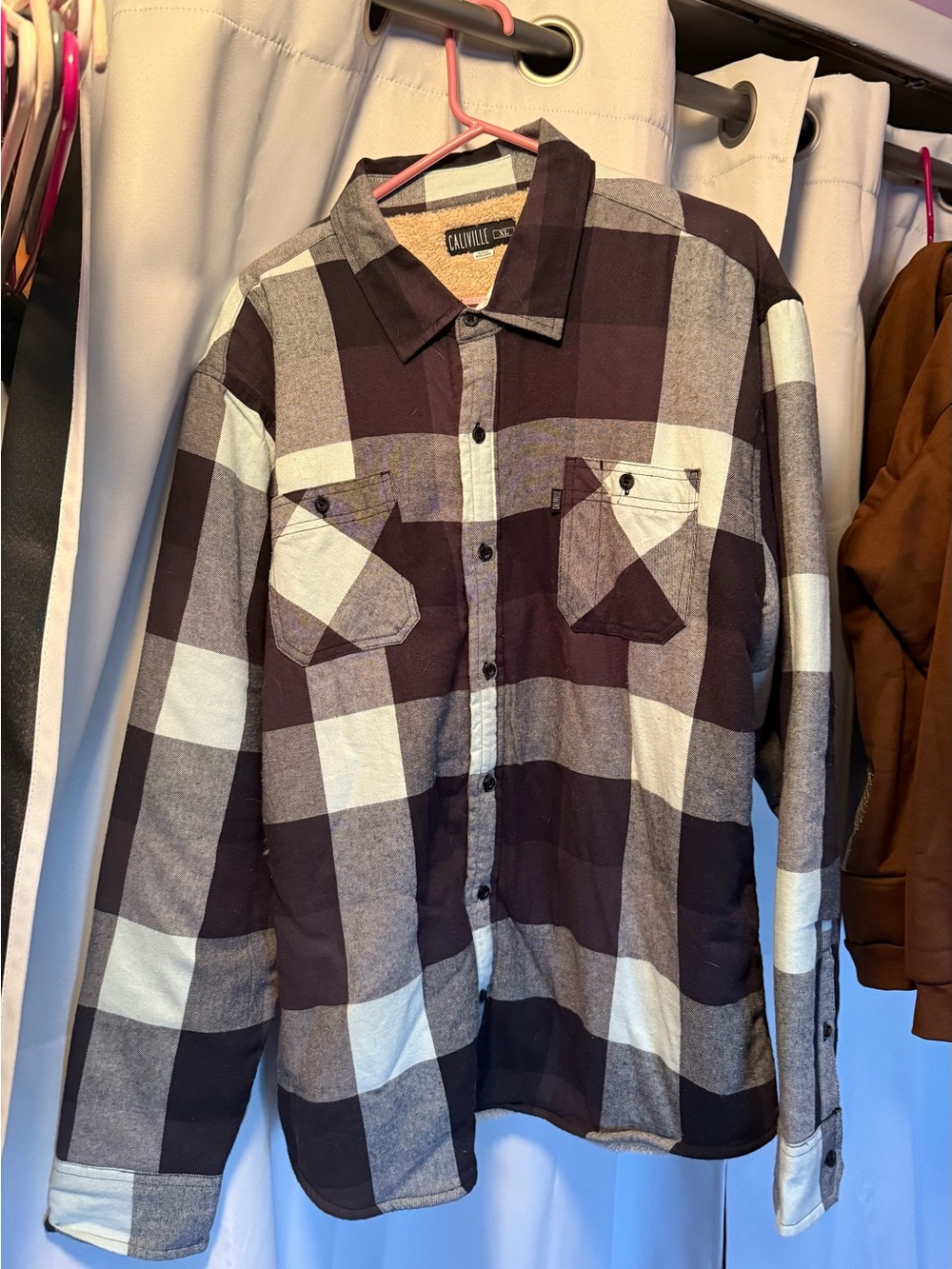 Men’s Black & White Plaid Button-Up Shirt